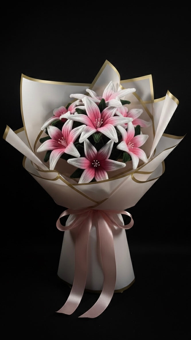 Blushed pink-white Lily Bouquet