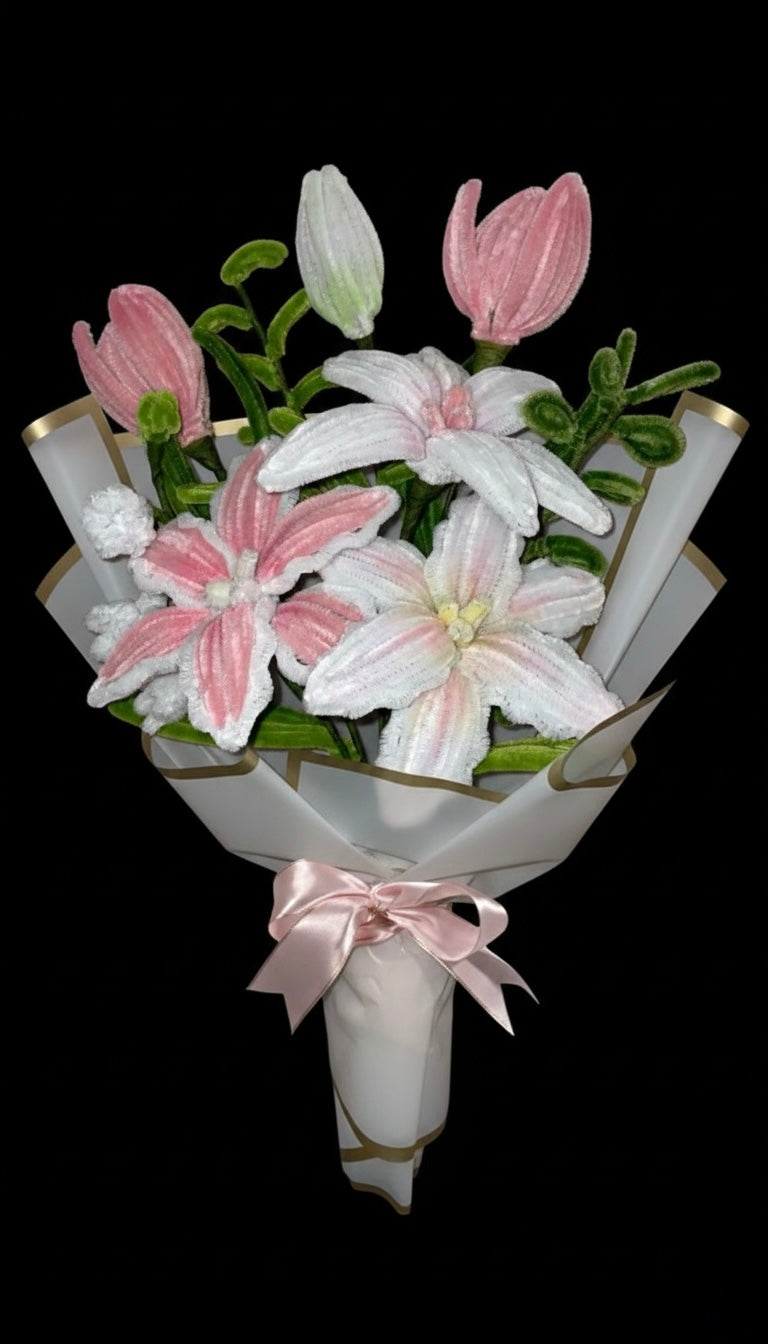 Tulip & Lily Pink-White Bouquet