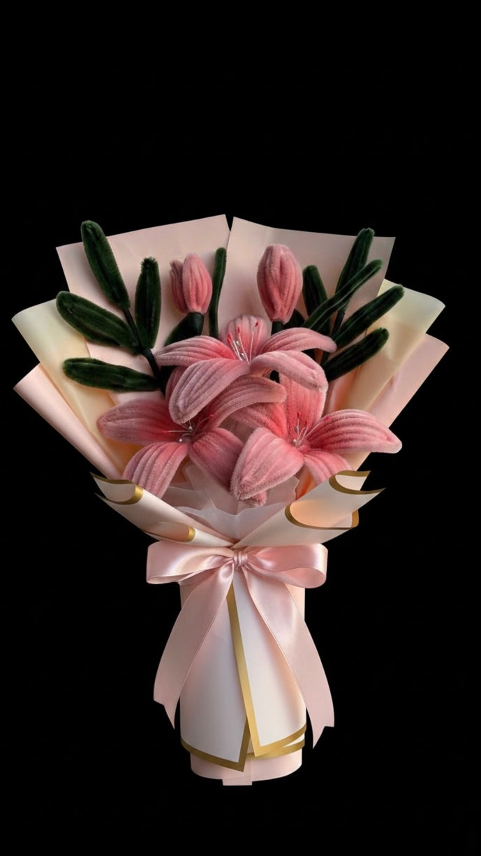 Rose-Pink Lily & Bud Bouquet